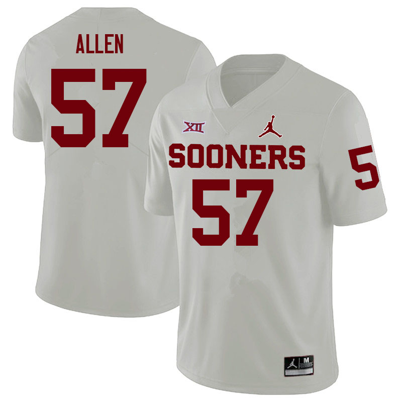 Men #57 Gunnar Allen Oklahoma Sooners College Football Jerseys Sale-White - Click Image to Close